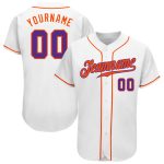 Custom Name and Number Authentic Baseball Jersey - Personalized White Purple Orange Team Jersey Personalized White Purple-Orange
