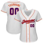 Custom Name and Number Authentic Baseball Jersey - Personalized White Purple Orange Team Jersey Personalized White Purple-Orange