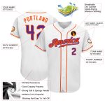 Custom Name and Number Authentic Baseball Jersey - Personalized White Purple Orange Team Jersey Personalized White Purple-Orange