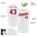 Custom Name and Number Personalized Sleeveless Baseball Jersey in White, Purple, and Orange - Authentic Team Apparel Personalized