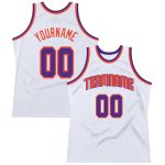Custom Name and Number Basketball Jersey - Personalized Authentic White Purple-Orange Throwback Jersey Personalized White