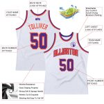 Custom Name and Number Basketball Jersey - Personalized Authentic White Purple-Orange Throwback Jersey Personalized White