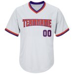 Custom Name and Number Authentic Baseball Jersey Shirt - Personalized White Purple-Orange Rib-Knit Throwback Design Personalized