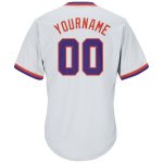 Custom Name and Number Authentic Baseball Jersey Shirt - Personalized White Purple-Orange Rib-Knit Throwback Design Personalized
