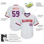 Custom Name and Number Authentic Baseball Jersey Shirt - Personalized White Purple-Orange Rib-Knit Throwback Design Personalized