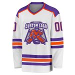 Custom Hockey Jersey in White, Purple, and Orange - Personalize Your Own Design Personalized White Purple-Orange Hockey Jersey