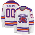 Custom Hockey Jersey in White, Purple, and Orange - Personalize Your Own Design Personalized White Purple-Orange Hockey Jersey