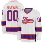 Custom Personalized Hockey Jersey with Name and Number - White Purple-Orange Team Jersey Personalized White Purple-Orange