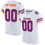 Customizable Purple Orange Football Jersey with Personalized Name & Number - Authentic Mesh Team Gear Personalized White
