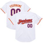 Custom Name Number Personalized Authentic Throwback Baseball Jersey in White Purple-Orange Mesh Personalized White Purple-Orange