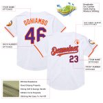 Custom Name Number Personalized Authentic Throwback Baseball Jersey in White Purple-Orange Mesh Personalized White Purple-Orange