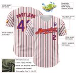 Personalized Purple-Orange Baseball Jersey with Custom Name and Number - White Pinstripe Team Apparel Personalized White