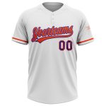 Custom Name and Number Unisex Softball Jersey - Personalized White Purple Orange Two-Button Design Personalized White Purple-Orange