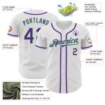 Custom Authentic Baseball Jersey Personalized with Name & Number - White Purple Pea Green Personalized White Purple-Pea Green