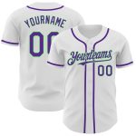 Custom Authentic Baseball Jersey Personalized with Name & Number - White Purple Pea Green Personalized White Purple-Pea Green
