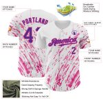 Custom Name and Number 3D Abstract Splash Baseball Jersey - Personalized White Purple Pink Design Personalized White Purple-Pink