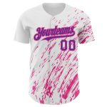 Custom Name and Number 3D Abstract Splash Baseball Jersey - Personalized White Purple Pink Design Personalized White Purple-Pink