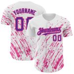 Custom Name and Number 3D Abstract Splash Baseball Jersey - Personalized White Purple Pink Design Personalized White Purple-Pink
