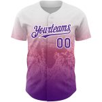 Custom Name and Number Animal Snake Baseball Jersey in Personalized White Purple-Pink 3D Gradient Design Personalized White
