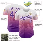 Custom Name and Number Animal Snake Baseball Jersey in Personalized White Purple-Pink 3D Gradient Design Personalized White