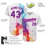 Custom Name Number Baseball Jersey Music Festival 3D Pattern Colorful Musical Notes White Purple Pink Design Personalized