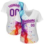 Custom Name Number Baseball Jersey Music Festival 3D Pattern Colorful Musical Notes White Purple Pink Design Personalized