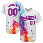 Custom Name Number Baseball Jersey Music Festival 3D Pattern Colorful Musical Notes White Purple Pink Design Personalized
