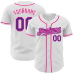 Personalized Authentic Baseball Jersey - White with Purple and Pink Design Personalized White Purple-Pink Authentic Baseball