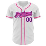 Personalized Authentic Baseball Jersey - White with Purple and Pink Design Personalized White Purple-Pink Authentic Baseball