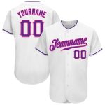 Custom Name and Number Personalized Authentic Baseball Jersey - White Purple-Pink Team Jersey Personalized White Purple-Pink