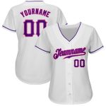 Custom Name and Number Personalized Authentic Baseball Jersey - White Purple-Pink Team Jersey Personalized White Purple-Pink