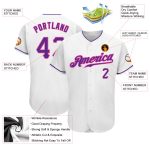 Custom Name and Number Personalized Authentic Baseball Jersey - White Purple-Pink Team Jersey Personalized White Purple-Pink