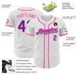 Personalized Authentic Baseball Jersey - White with Purple and Pink Design Personalized White Purple-Pink Authentic Baseball
