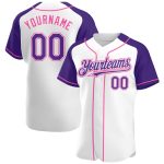 Custom Name and Number Baseball Jersey - Personalized White Purple Pink Authentic Raglan Sleeves Personalized White Purple-Pink