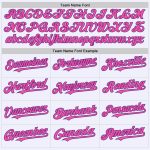 Custom Name and Number Authentic Throwback Baseball Jersey - Personalized White Purple Pink Mesh Design Personalized White