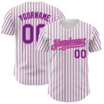Personalized Purple Pink Pinstripe Baseball Jersey with Custom Name & Number - Authentic Team Apparel Personalized White