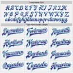 Custom Name Number Aqua Bomber Varsity Letterman Jacket - Personalized White Purple Pinstripe Full-Snap Design Personalized