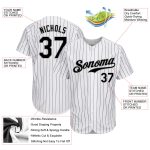 Custom Personalized Black Gray White Purple Pinstripe Baseball Jersey Personalized White Purple Pinstripe Black-Gray Authentic