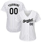 Custom Personalized Black Gray White Purple Pinstripe Baseball Jersey Personalized White Purple Pinstripe Black-Gray Authentic