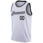 Custom Name Number Basketball Jersey Authentic White Purple Pinstripe Black Gray Personalized White Purple Pinstripe Black-Gray