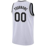 Custom Name Number Basketball Jersey Authentic White Purple Pinstripe Black Gray Personalized White Purple Pinstripe Black-Gray