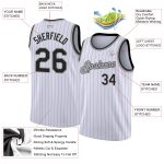Custom Name Number Basketball Jersey Authentic White Purple Pinstripe Black Gray Personalized White Purple Pinstripe Black-Gray