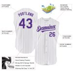 Personalized Authentic Sleeveless Baseball Jersey - Custom Name & Number, White Purple Pinstripe Black Gray Personalized