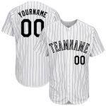 Custom Name Number Baseball Jersey - Personalized Black Gray White Purple Pinstripe Design Personalized White Purple Pinstripe