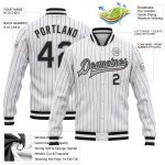 Custom Name and Number Varsity Letterman Jacket - Personalized White Purple Pinstripe Black-Gray Bomber Personalized White