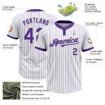 Custom Softball Jersey with Team Name and Number - Personalized White Purple Pinstripe Gray Unisex Two-Button Design Personalized