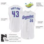 Custom Name Number Personalized Authentic Baseball Jersey Light Blue White Purple Pinstripe Sleeveless Personalized White