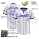Custom Name and Number Unisex Softball Jersey in White Purple Pinstripe Light Blue - Personalized Team Apparel Personalized