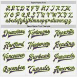 Custom Name Number Varsity Letterman Jacket - Personalized Neon Green Black Bomber with White Purple Pinstripes Personalized
