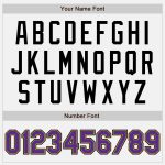 Custom Varsity Letterman Jacket with Personal Name & Number, White Purple Pinstripe, Old Gold Black Bomber Style Personalized